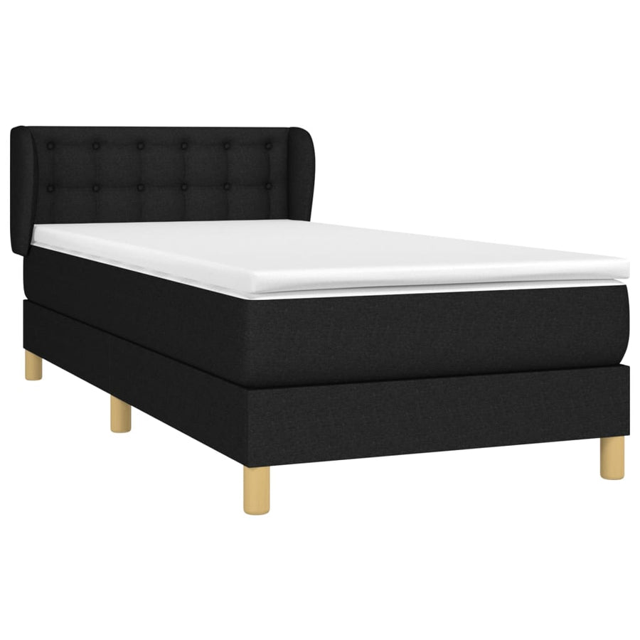 Boxspring Met Matras Stof Zwart 90 x 200 cm Knopen
