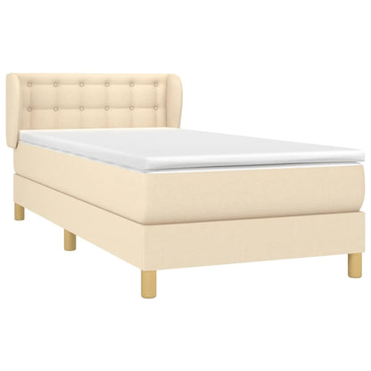 Boxspring met matras stof crèmekleurig 90x200 cm 90 x 200 cm Crème