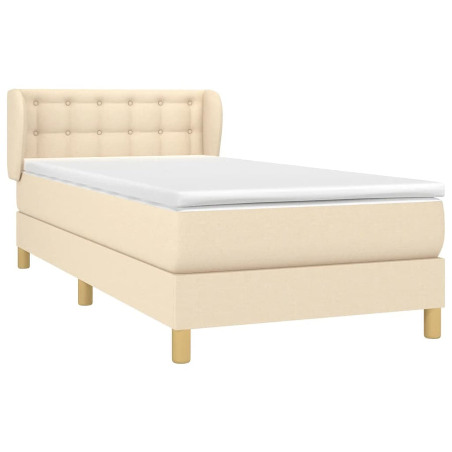 Boxspring met matras stof crèmekleurig 90x200 cm 90 x 200 cm Crème
