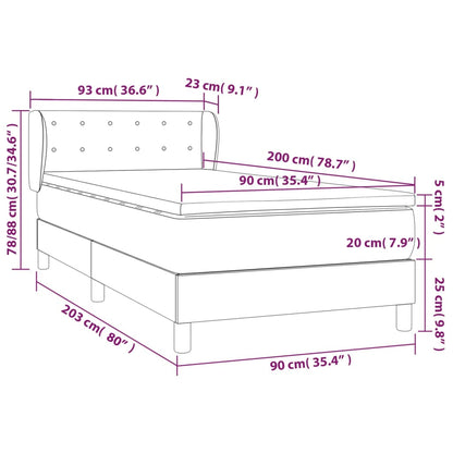 Boxspring met matras stof crèmekleurig 90x200 cm 90 x 200 cm Crème
