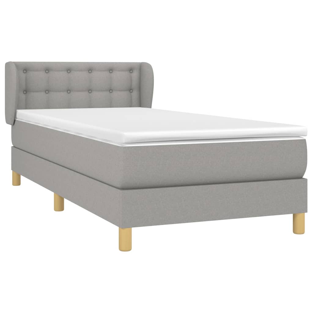 Boxspring Met Matras Stof Lichtgrijs 100 x 200 cm Knopen