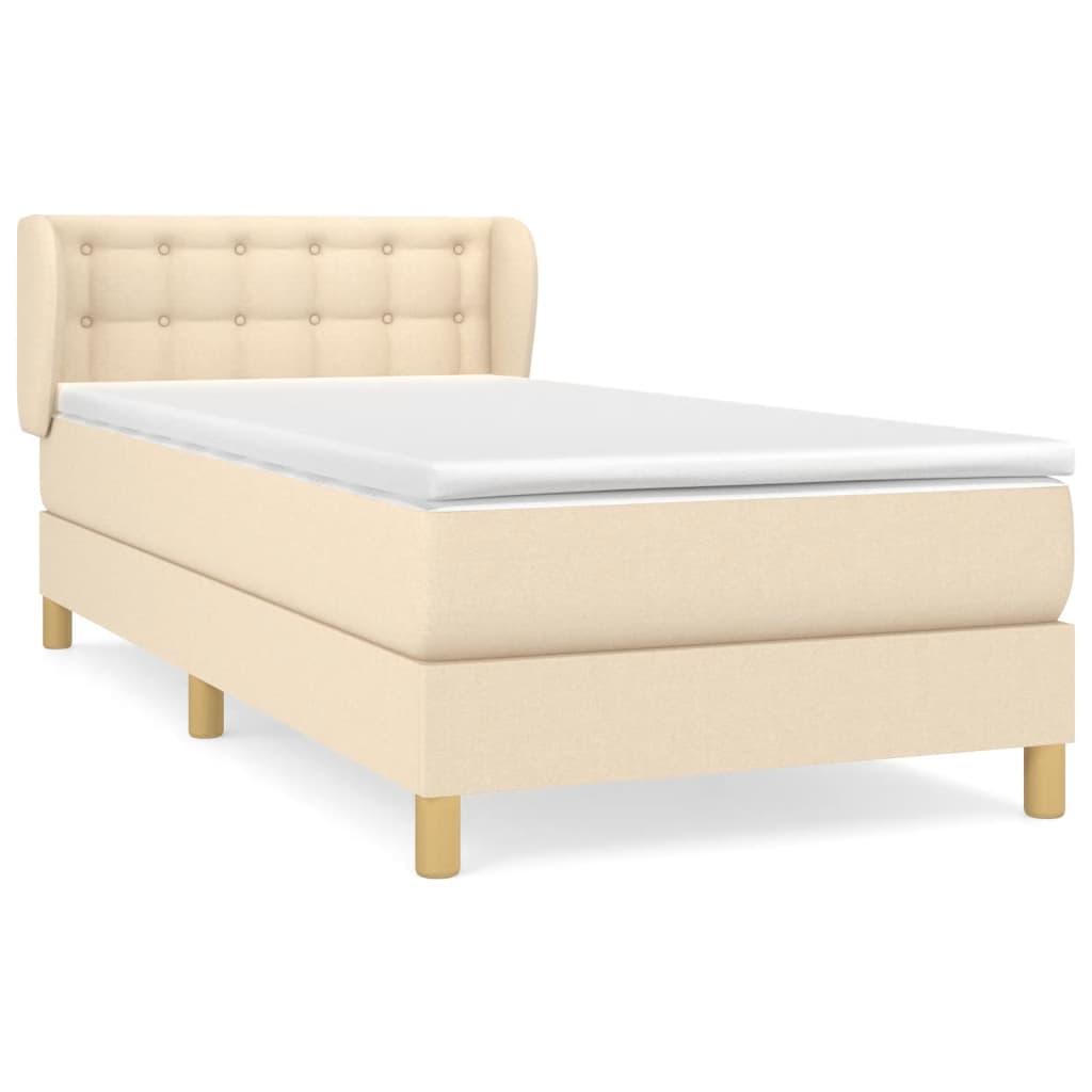 Boxspring Met Matras Stof Kleurig Crème 100 x 200 cm Knopen