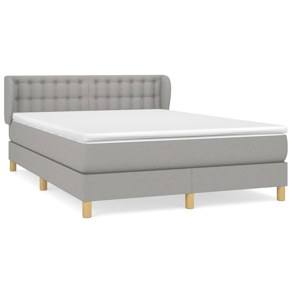 Boxspring Met Matras Stof Lichtgrijs 140 x 190 cm Knopen