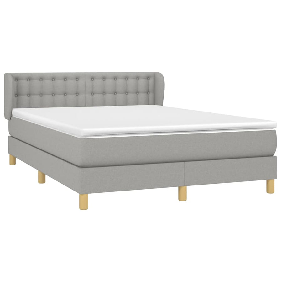 Boxspring Met Matras Stof Lichtgrijs 140 x 190 cm Knopen