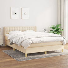 Boxspring Met Matras Stof Kleurig Crème 140 x 190 cm Knopen