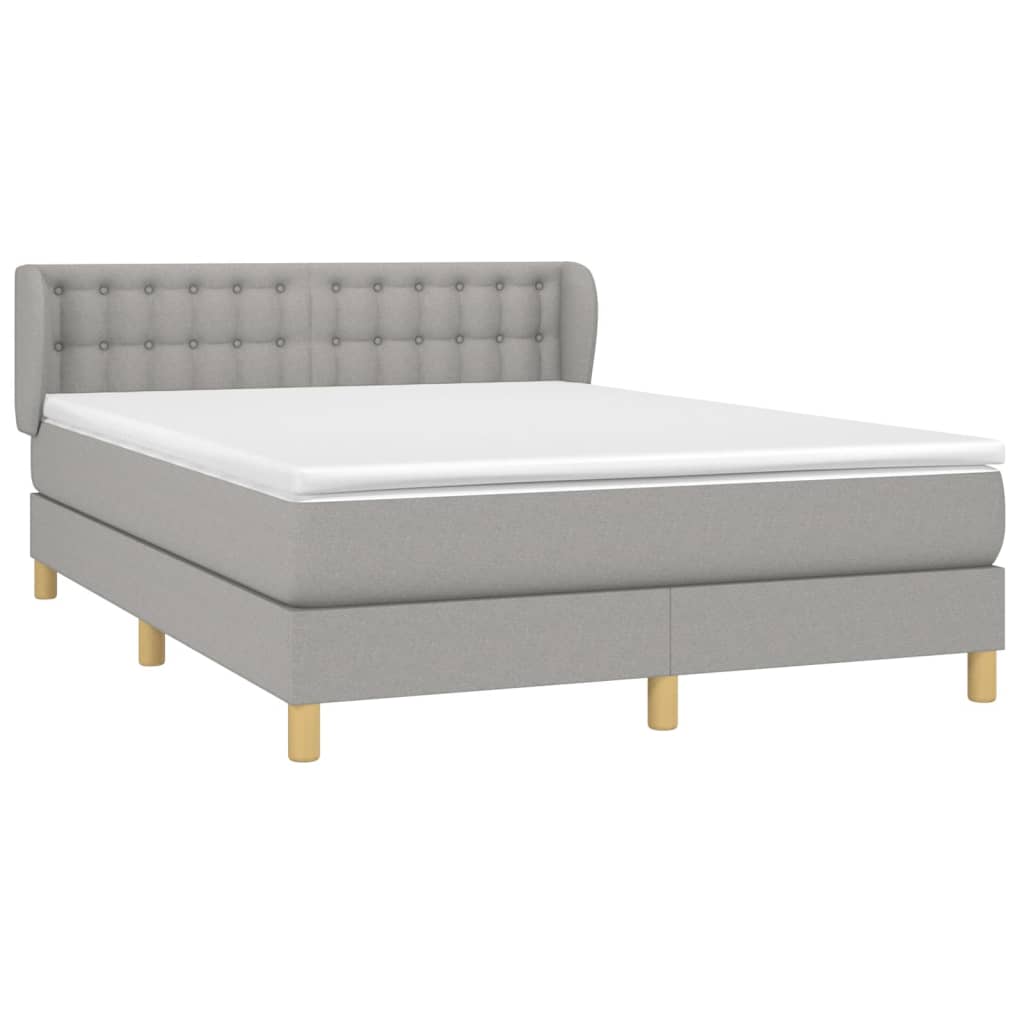 Boxspring Met Matras Stof Lichtgrijs 140 x 200 cm Knopen