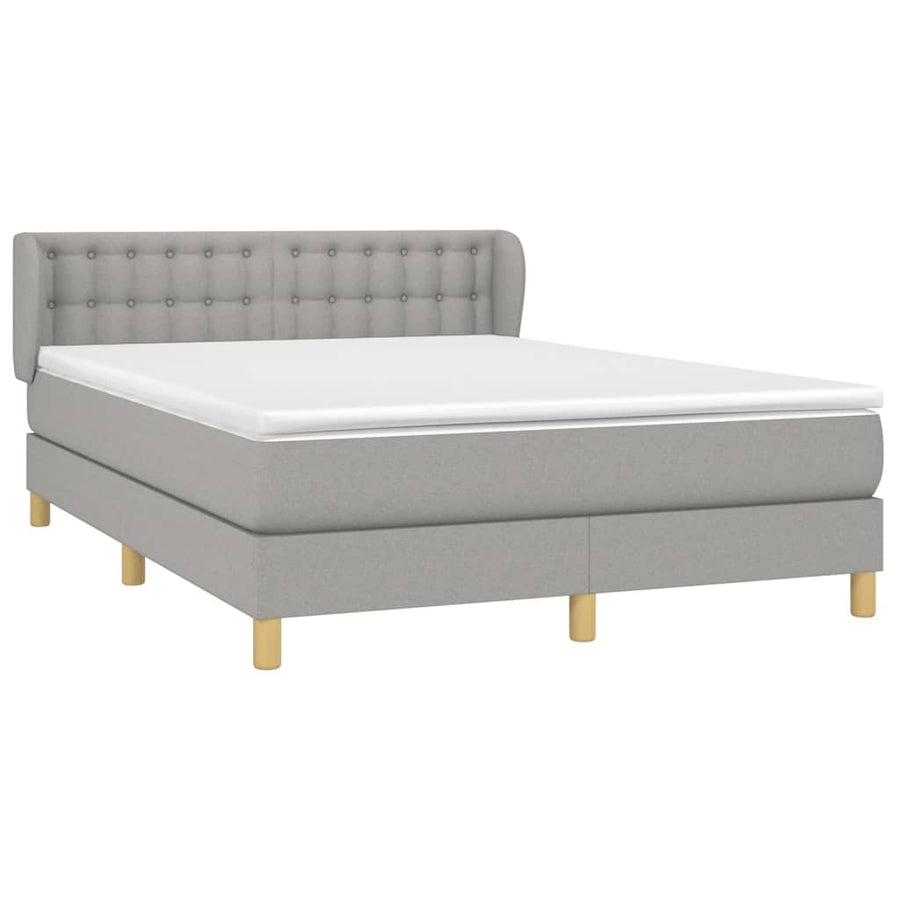 Boxspring Met Matras Stof Lichtgrijs 140 x 200 cm Knopen