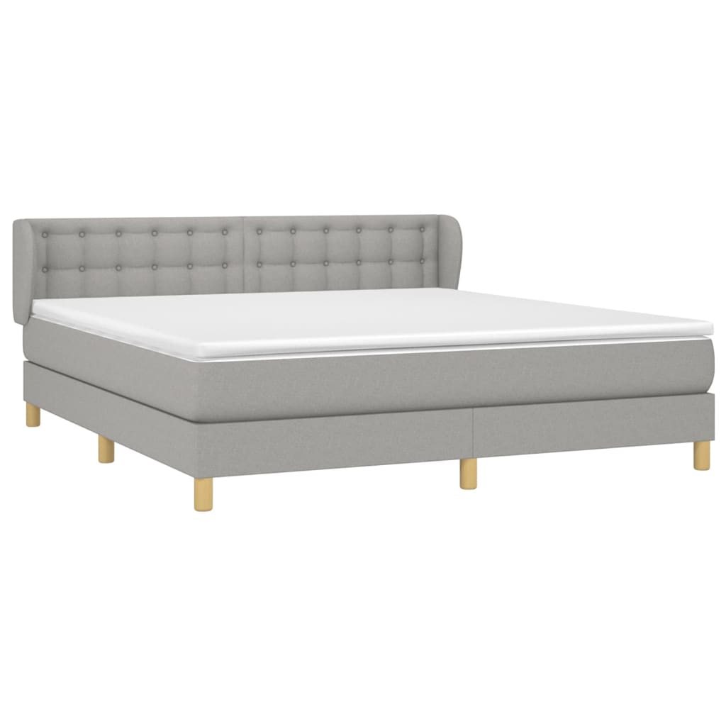 Boxspring Met Matras Stof Lichtgrijs 160 x 200 cm Knopen