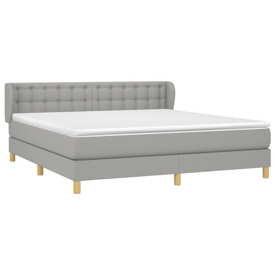 Boxspring Met Matras Stof Lichtgrijs 160 x 200 cm Knopen