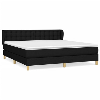 Boxspring Met Matras Stof Zwart 160 x 200 cm Knopen