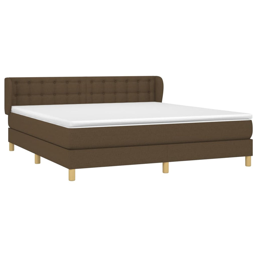 Boxspring Met Matras Stof Donkerbruin 160 x 200 cm Knopen