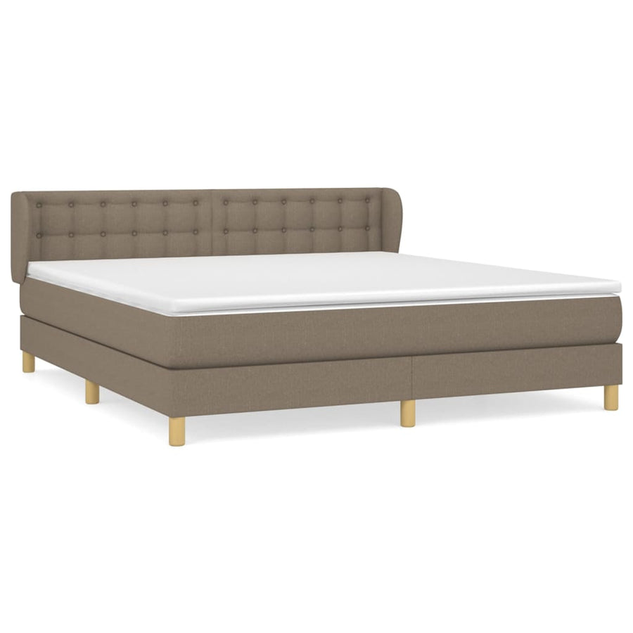 Boxspring Met Matras Stof Taupe 160 x 200 cm Knopen