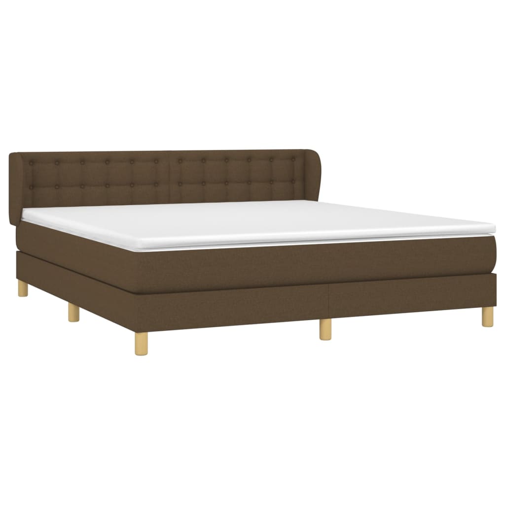 Boxspring Met Matras Stof Donkerbruin 180 x 200 cm Knopen