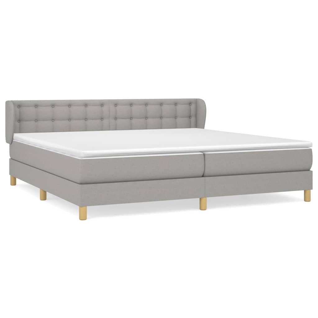 Boxspring Met Matras Stof Lichtgrijs 200 x 200 cm Knopen