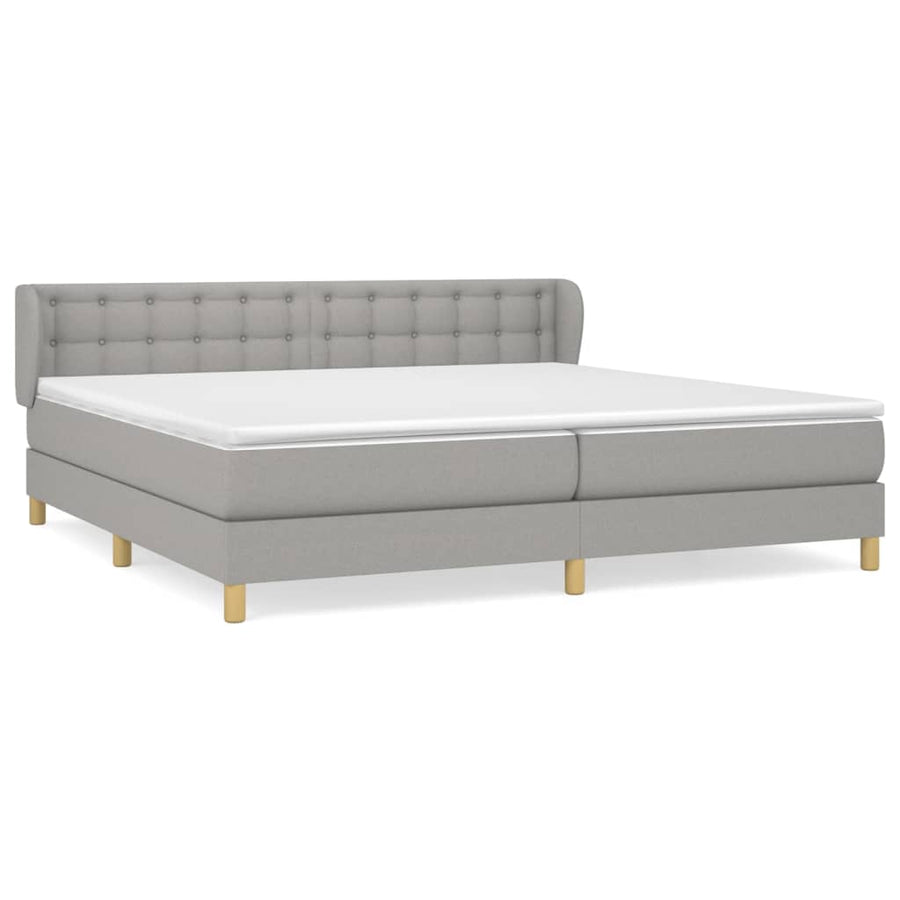 Boxspring Met Matras Stof Lichtgrijs 200 x 200 cm Knopen