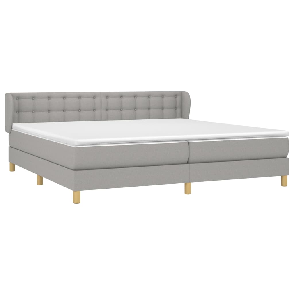 Boxspring Met Matras Stof Lichtgrijs 200 x 200 cm Knopen