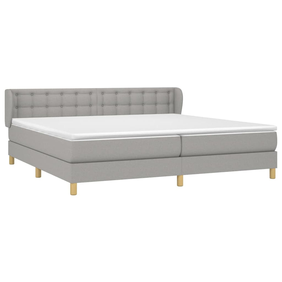 Boxspring Met Matras Stof Lichtgrijs 200 x 200 cm Knopen