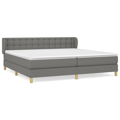 Boxspring Met Matras Stof Donkergrijs 200 x 200 cm Knopen