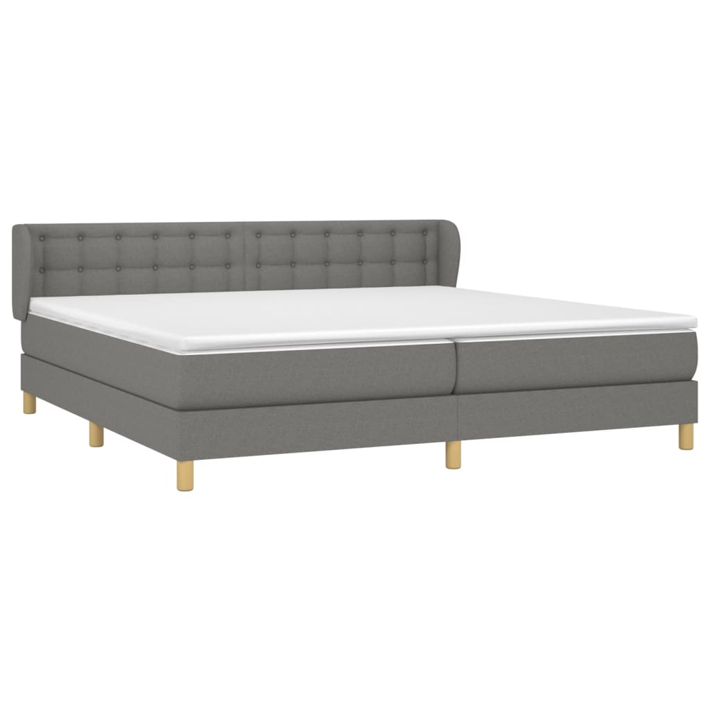 Boxspring Met Matras Stof Donkergrijs 200 x 200 cm Knopen