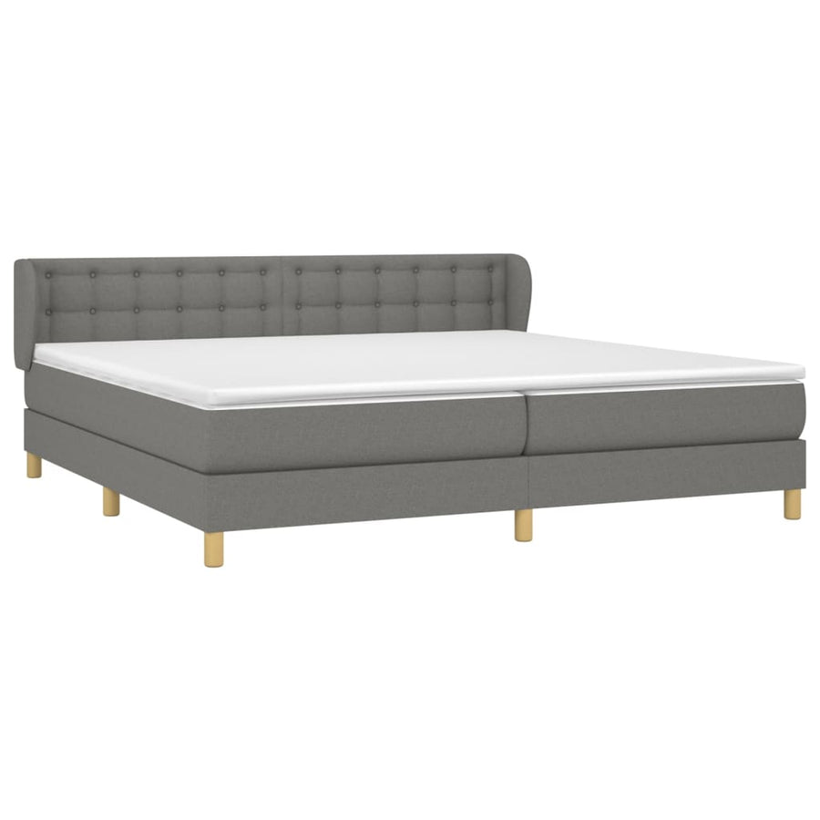 Boxspring Met Matras Stof Donkergrijs 200 x 200 cm Knopen