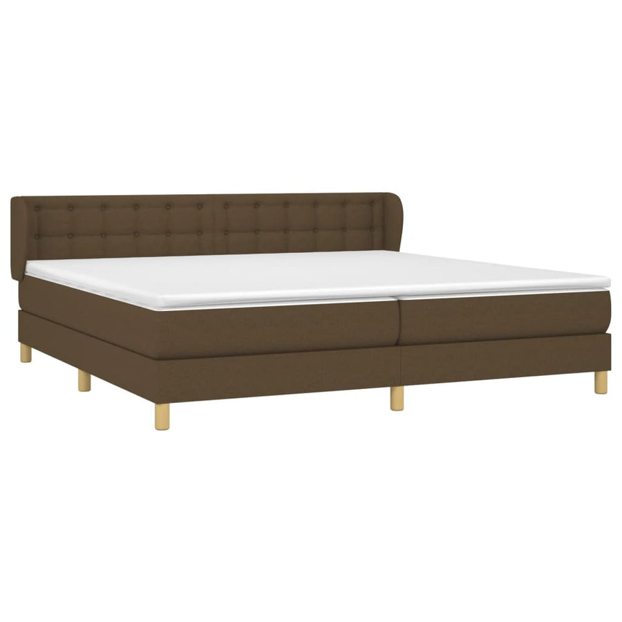 Boxspring Met Matras Stof Donkerbruin 200X200 Cm 200 x 200 cm Knopen