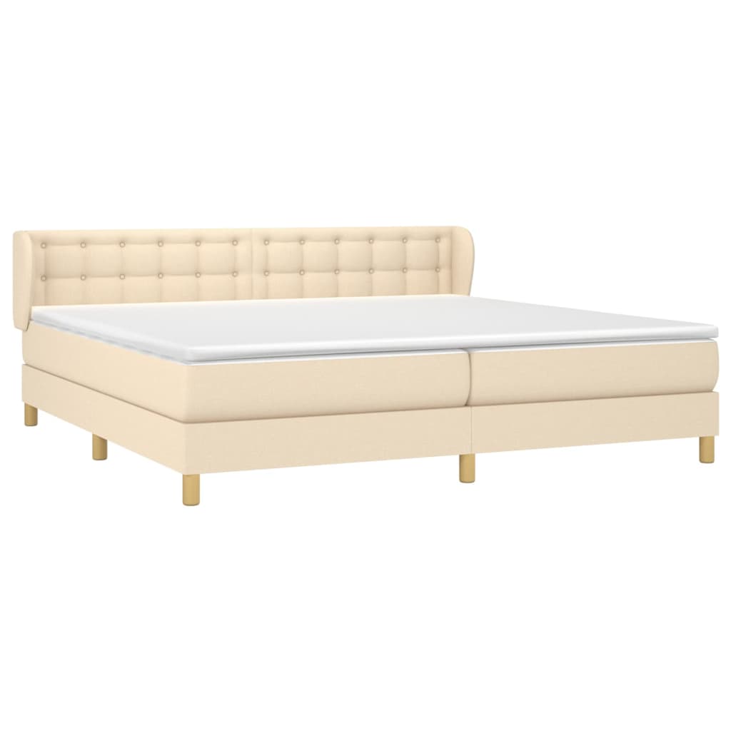 Boxspring met matras stof crèmekleurig 200x200 cm 200 x 200 cm Crème