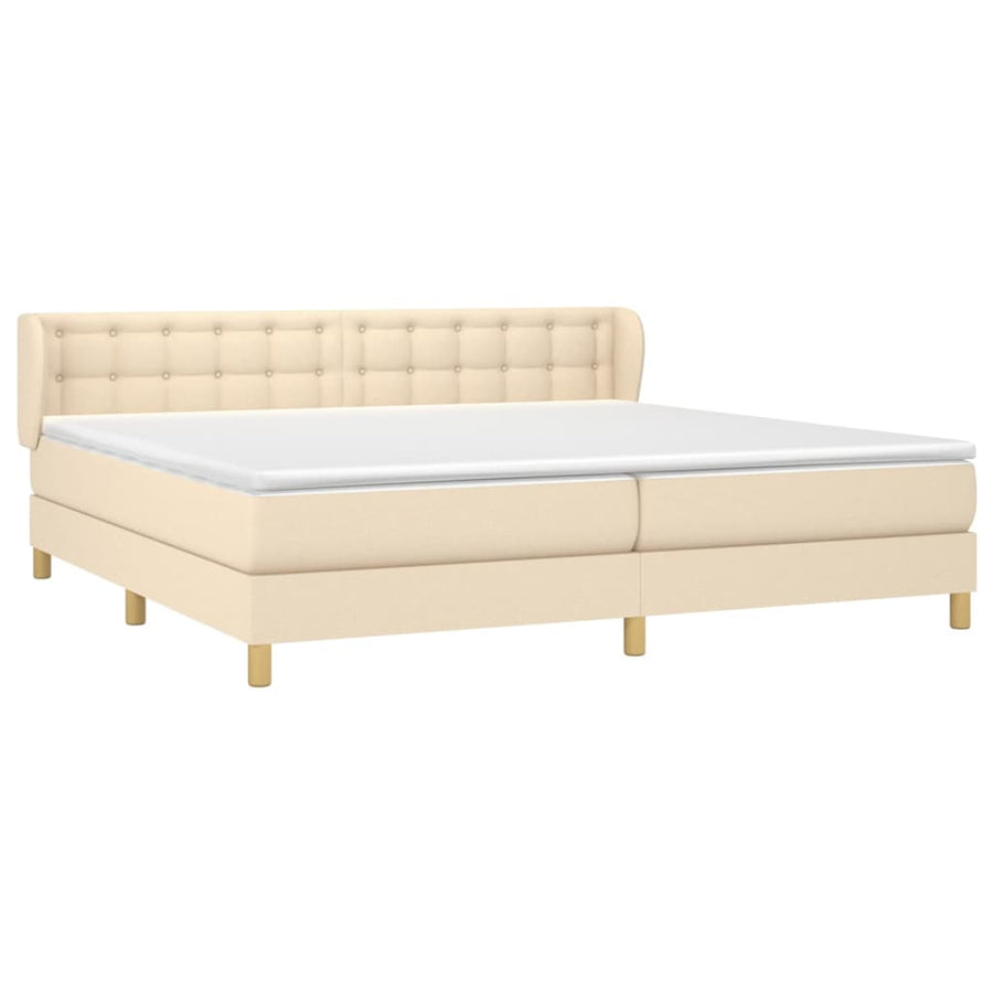 Boxspring met matras stof crèmekleurig 200x200 cm 200 x 200 cm Crème