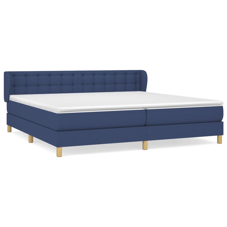 Boxspring Met Matras Stof Blauw 200 x 200 cm Knopen