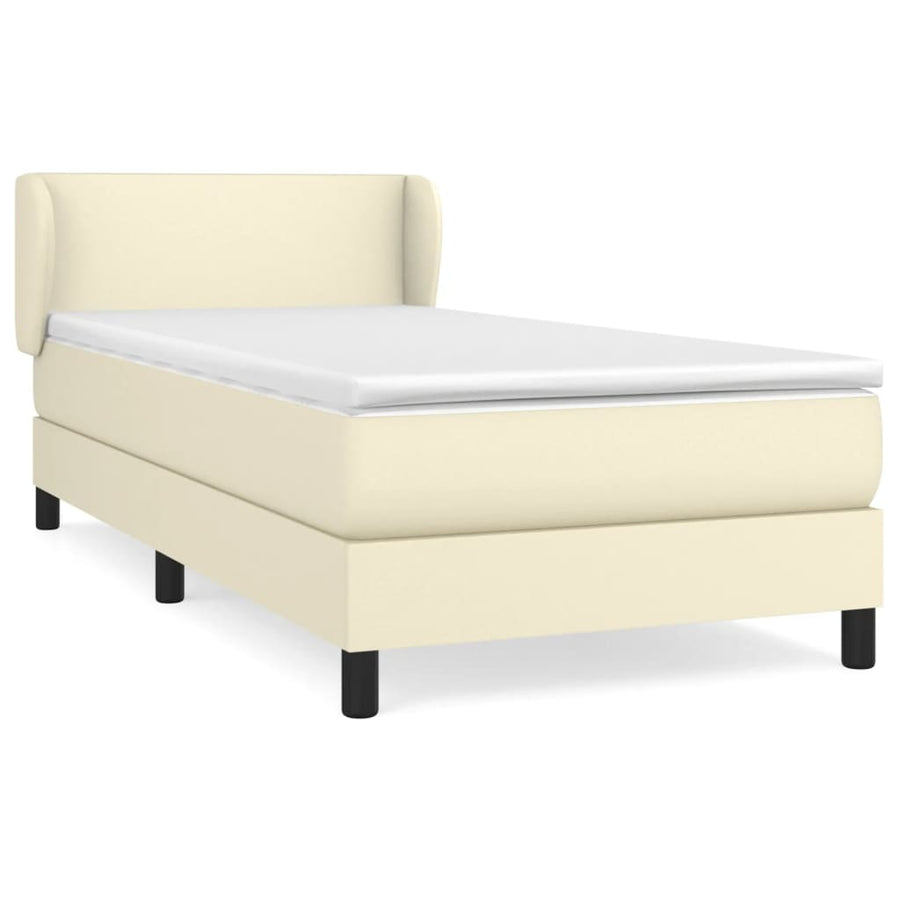 Boxspring Met Matras Kunstleer Kleurig Crème 80 x 200 cm