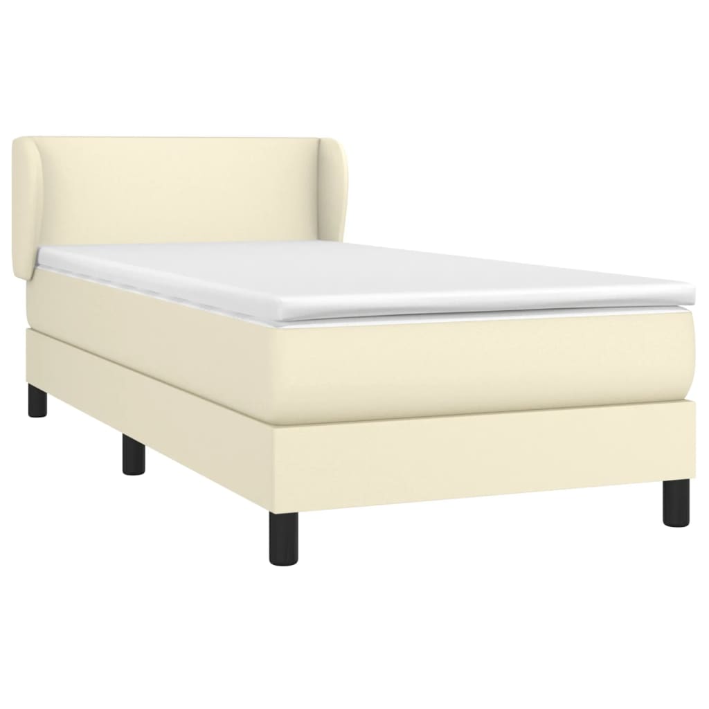 Boxspring Met Matras Kunstleer Kleurig Crème 80 x 200 cm