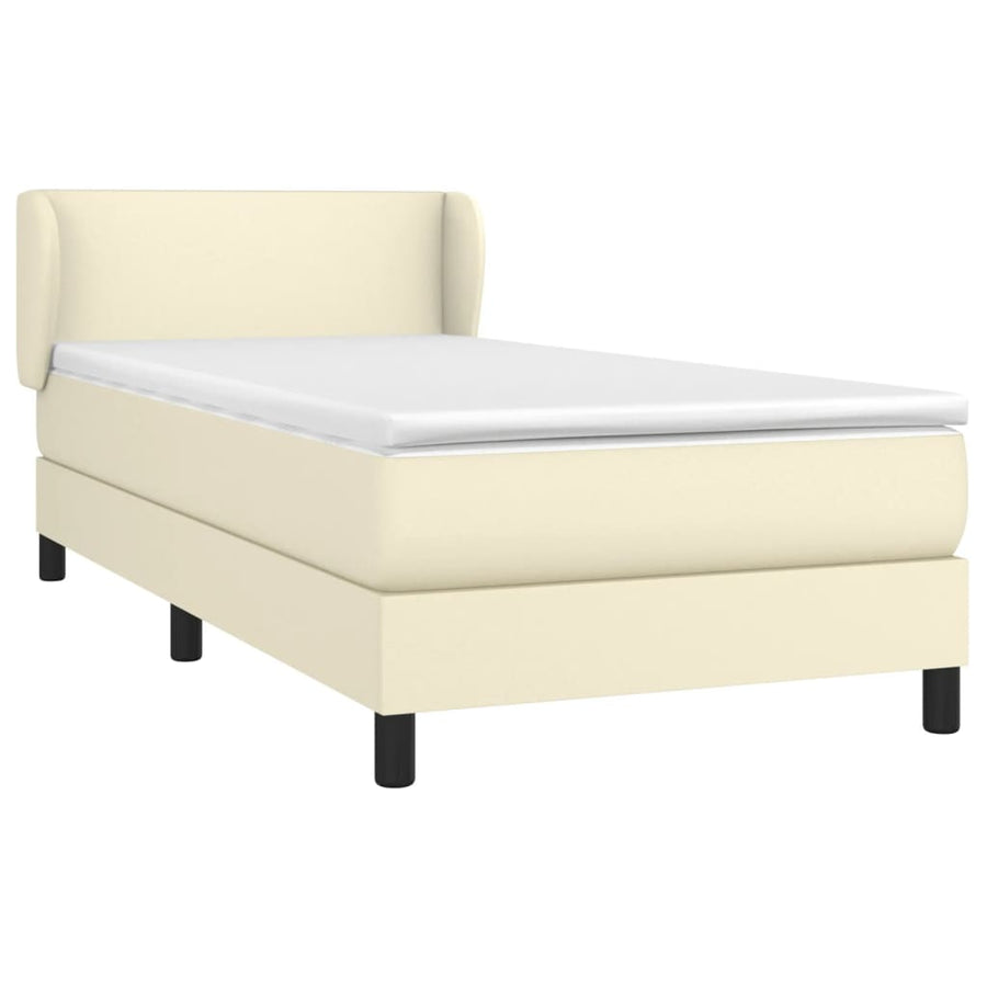 Boxspring Met Matras Kunstleer Kleurig Crème 80 x 200 cm