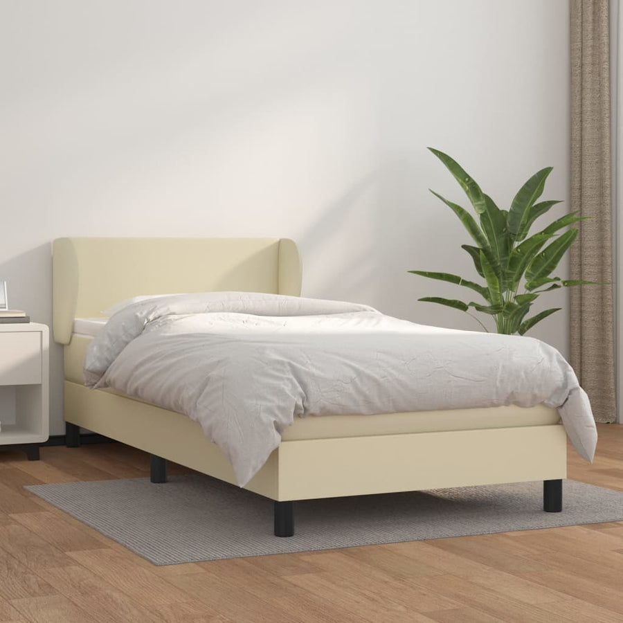 Boxspring Met Matras Kunstleer Kleurig Crème 80 x 200 cm