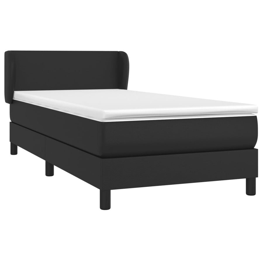 Boxspring Met Matras Kunstleer Zwart 90 x 190 cm Effen ontwerp