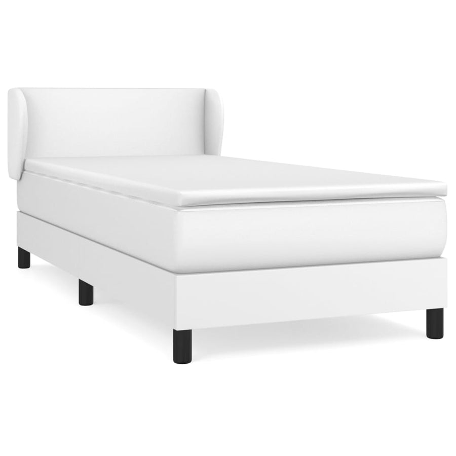 Boxspring Met Matras Kunstleer Wit 90 x 190 cm Effen ontwerp