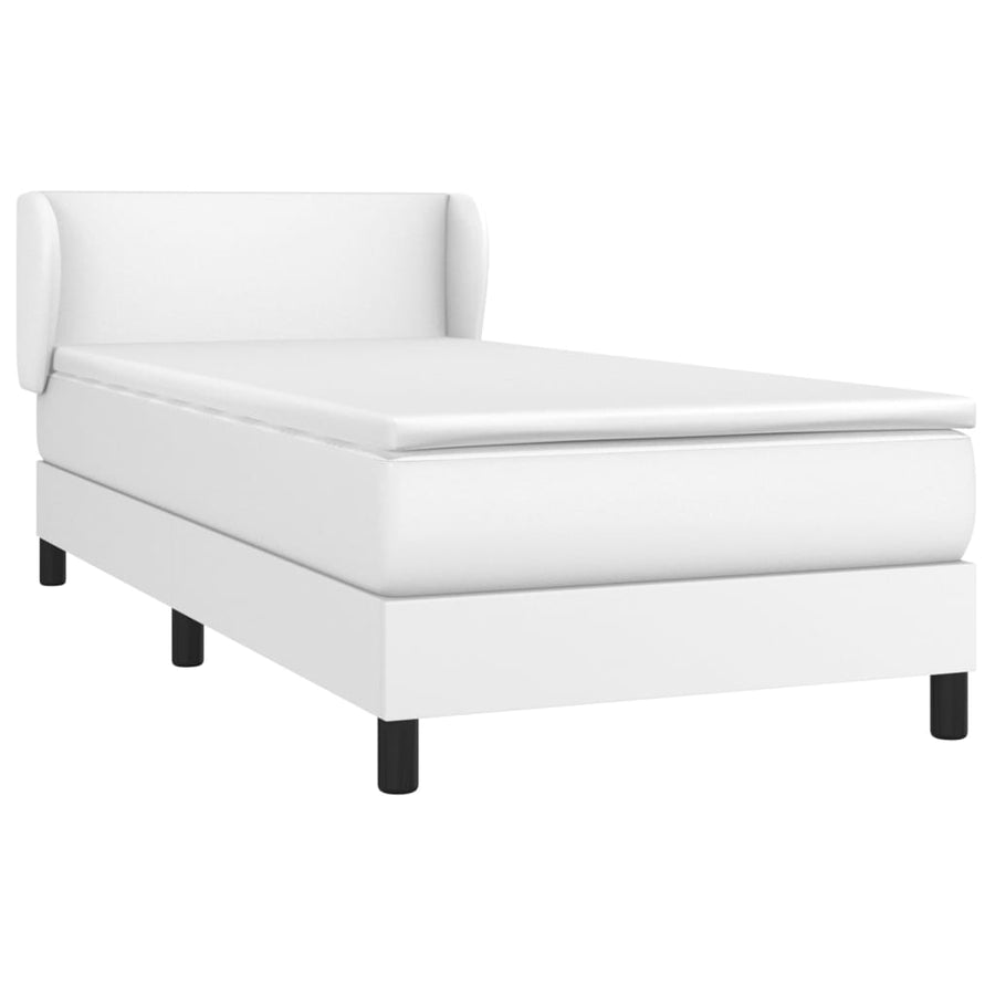 Boxspring Met Matras Kunstleer Wit 90 x 190 cm Effen ontwerp