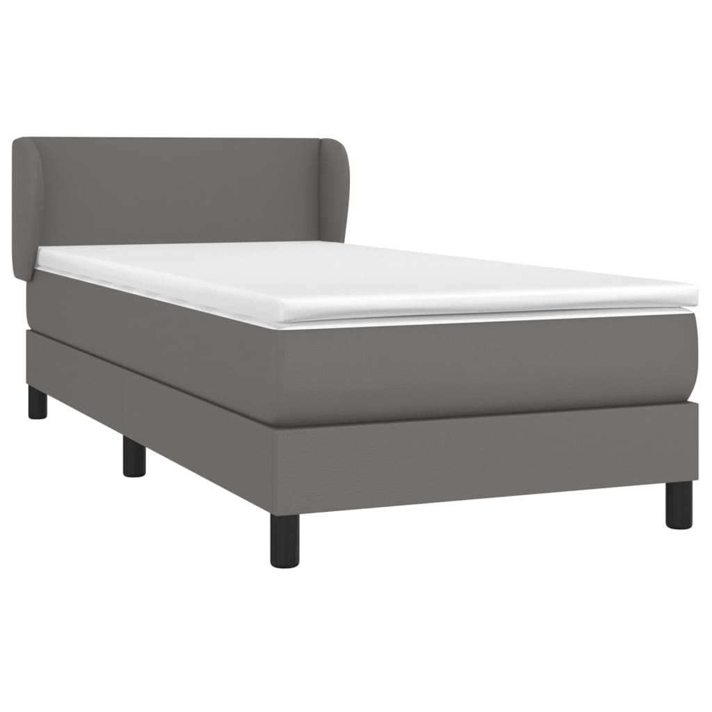 Boxspring Met Matras Kunstleer Grijs 90 x 190 cm Effen ontwerp