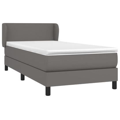Boxspring Met Matras Kunstleer Grijs 90 x 190 cm Effen ontwerp