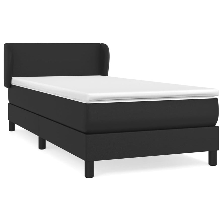 Boxspring Met Matras Kunstleer Zwart 90 x 200 cm Effen ontwerp