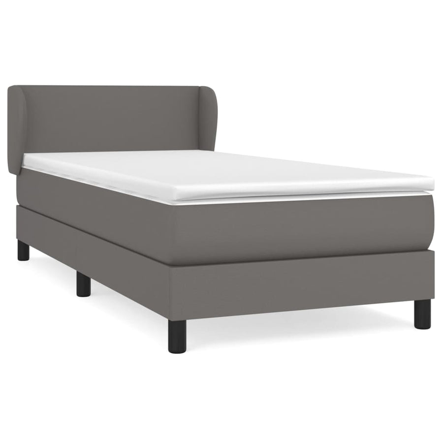 Boxspring Met Matras Kunstleer Grijs 90 x 200 cm Effen ontwerp