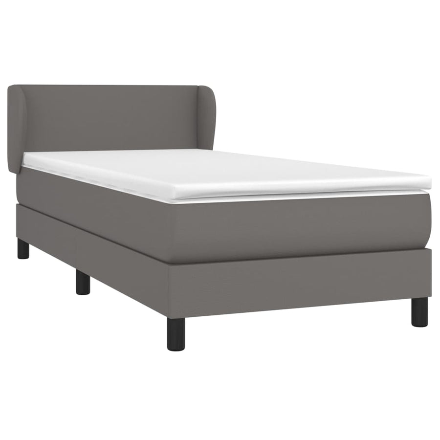 Boxspring Met Matras Kunstleer Grijs 90 x 200 cm Effen ontwerp