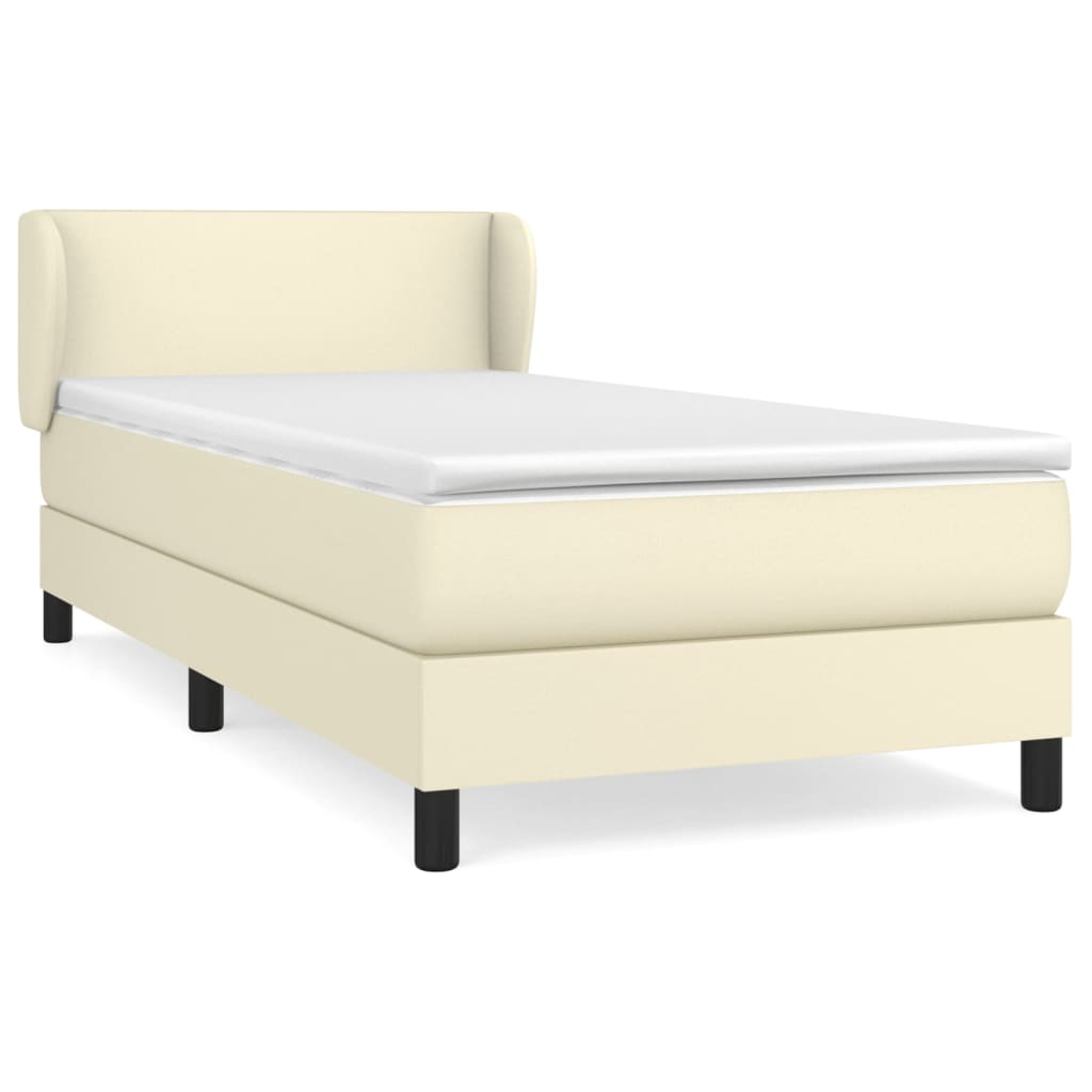 Boxspring met matras kunstleer crèmekleurig 100x200 cm