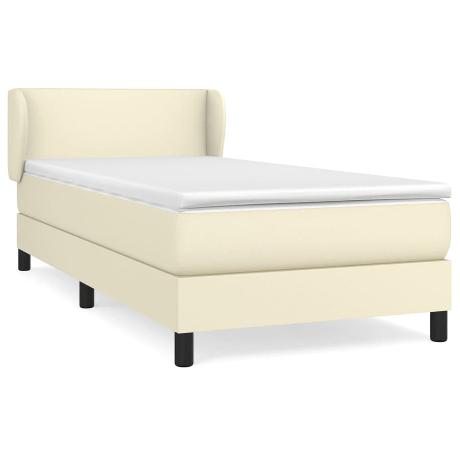 Boxspring met matras kunstleer crèmekleurig 100x200 cm