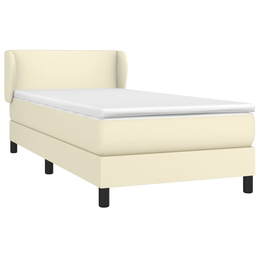 Boxspring met matras kunstleer crèmekleurig 100x200 cm