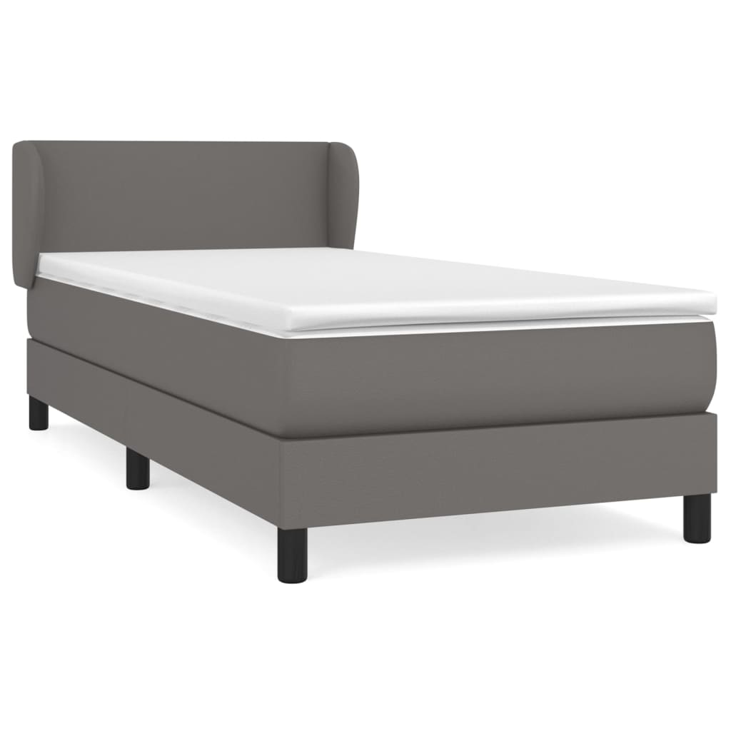 Boxspring Met Matras Kunstleer Grijs 100 x 200 cm Effen ontwerp