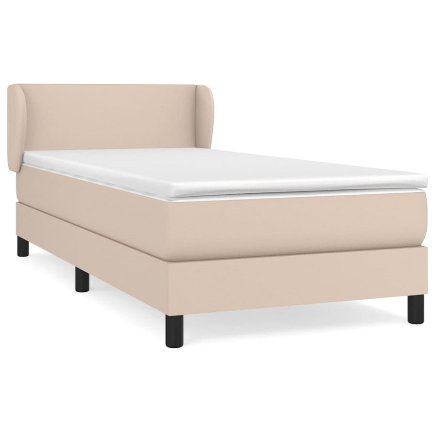 Boxspring Met Matras Kunstleer Kleurig Cappuccino 100 x 200 cm Effen ontwerp