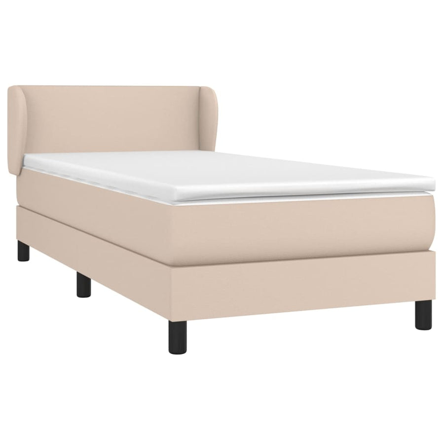 Boxspring Met Matras Kunstleer Kleurig Cappuccino 100 x 200 cm Effen ontwerp