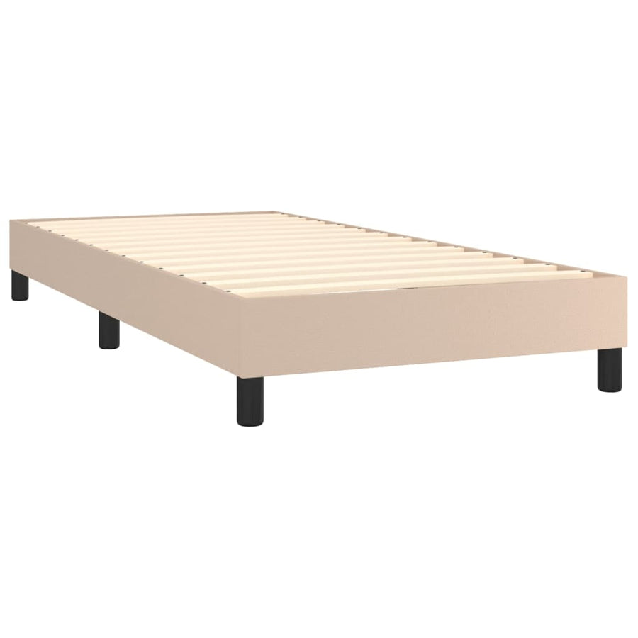 Boxspring Met Matras Kunstleer Kleurig Cappuccino 100 x 200 cm Effen ontwerp