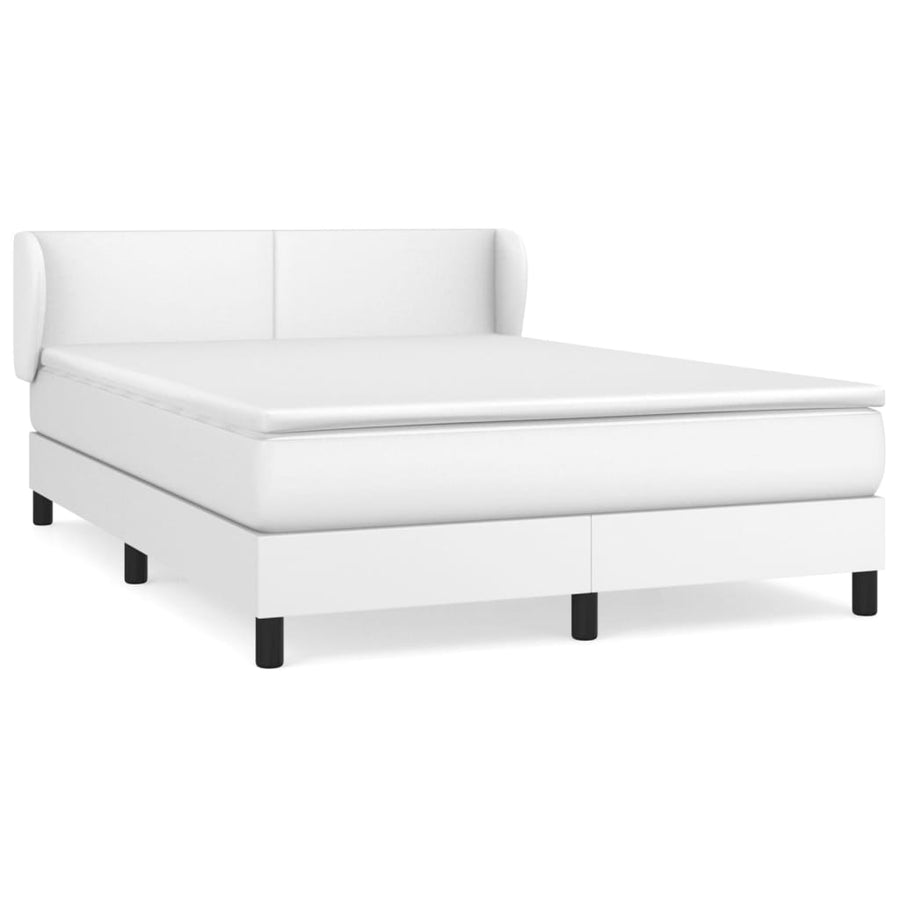 Boxspring Met Matras Kunstleer Wit 140 x 190 cm Effen ontwerp