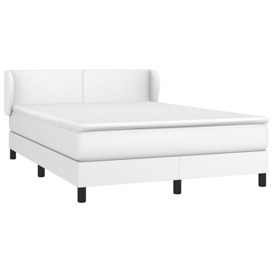 Boxspring Met Matras Kunstleer Wit 140 x 190 cm Effen ontwerp