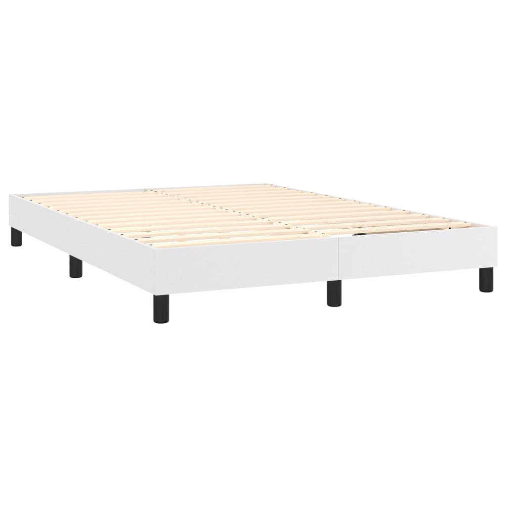 Boxspring Met Matras Kunstleer Wit 140 x 200 cm Effen ontwerp